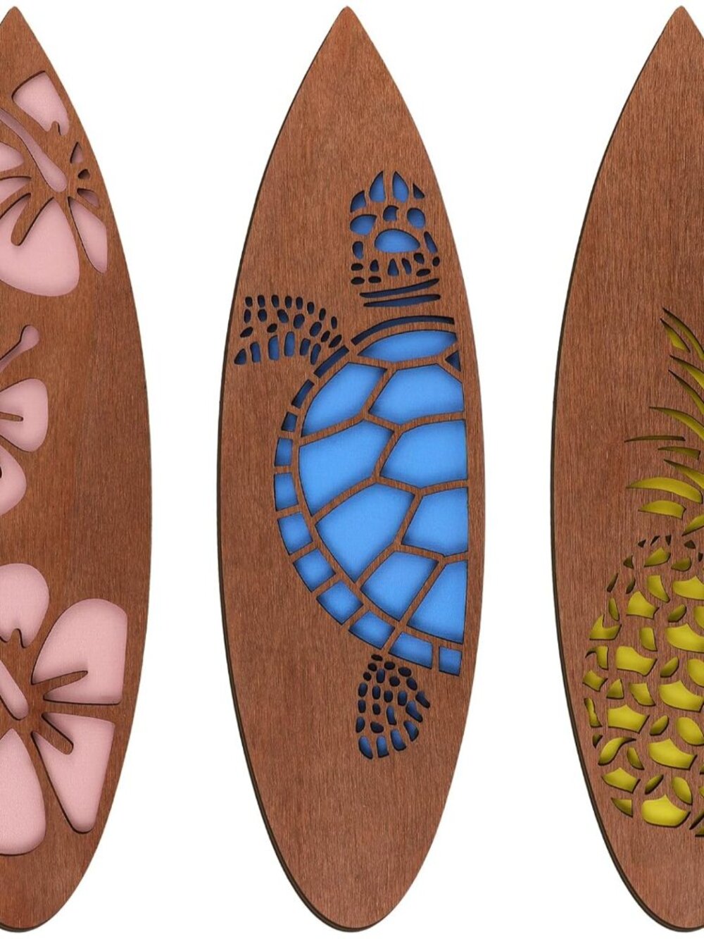 3 Pcs Surfboard Wall Decor for Bedroom Summer Beach Room Decor Wooden Tropical H